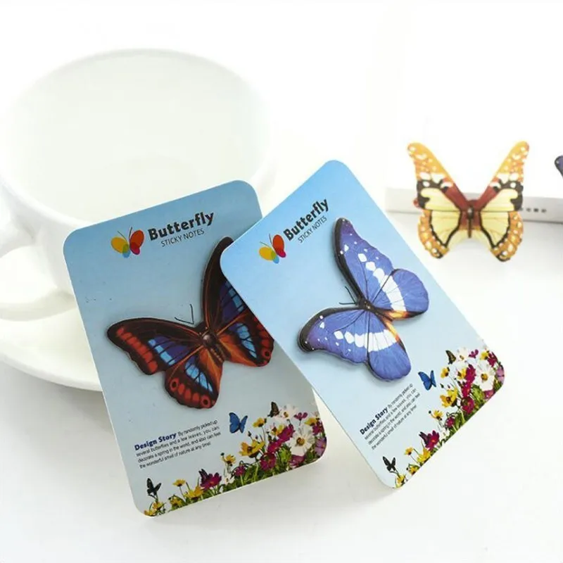 Мини Цветные блокноты Butterly самоклеющиеся заметки канцелярские принадлежности и