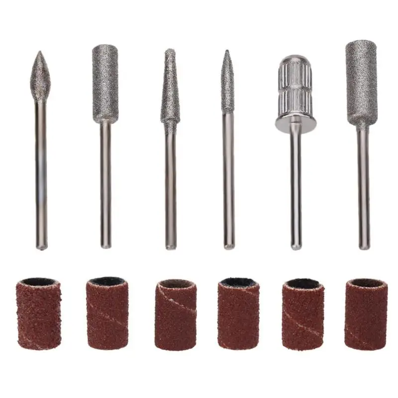 

12pcs/set Nail Art DIY Drill Bits File Kit Metal Grinding Heads Sand Rings