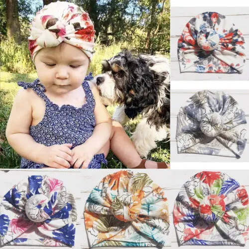 New Toddler Kids Baby Infant Floral Cotton Beanie Turban Hat Cap Head Wrap | Детская одежда и обувь