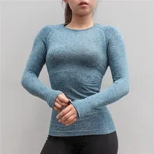 Женская Спортивная одежда для фитнеса женский трикотаж бесшовный длинный рукав спортивная женская рубашка для занятий йогой Топ женские топы спортивные футболки