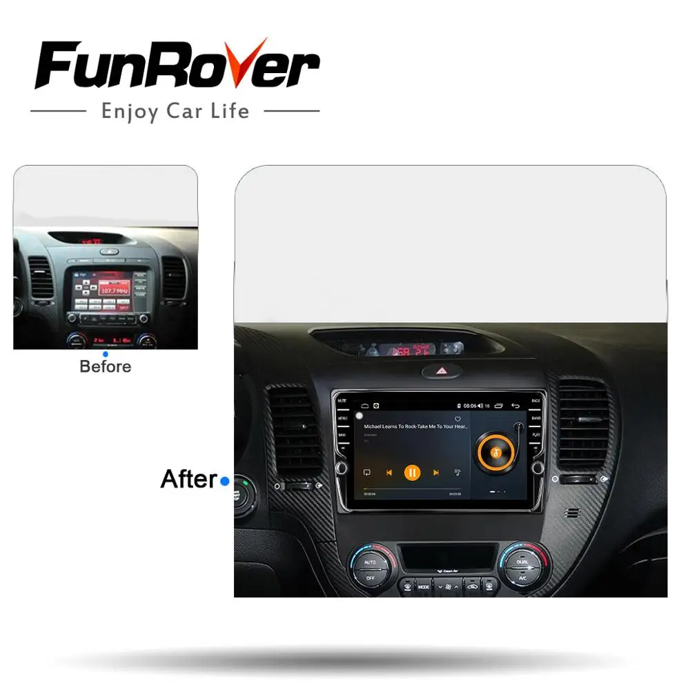 Funrover Octa 8 ядерный автомобильный радио мультимедиа Android9.0 для Kia K3 Cerato Forte 2012- Автомобильный gps навигатор Bluetooth 4GSIM без dvd