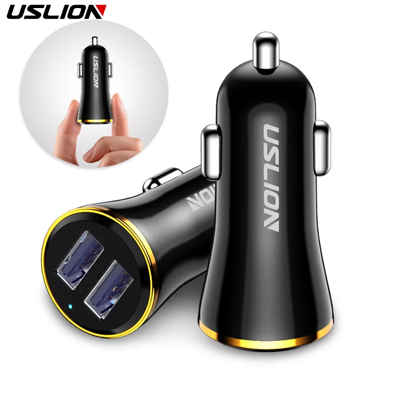 

USLION Car Charger Mini USB Adapter 2A Mobile Phone Dual USB Car-charger Auto Charge 2 port for iPhone XS MAX Samsung S9 Xiaomi