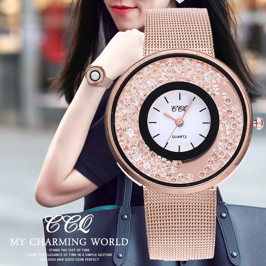 

New Brand Watches Women Fashion Rose Gold Mesh Band Creative Quicksand Casual Ladies Quartz Wrist Watch Gift Relogio Feminino