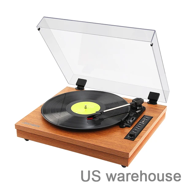 

LEORY Black Vintage bluetooth Vinyl Turntable Record Player with Built-in Stereo Speaker Gramophone Phonograph