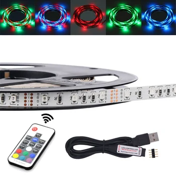 

3528 RGB 5v usb color changing strip 50CM 1M 2M 3M 4M 5M Christmas decorate for tv pc Background lighting with remote controller