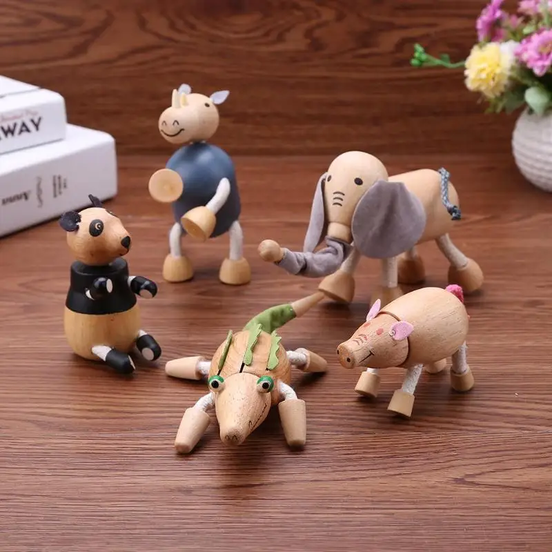 

Mini Wooden 3D Cute Animals Model Children Desk Toy Ornament Home Decorative Doll Toys Puzzle Insect Animals Gift For Children