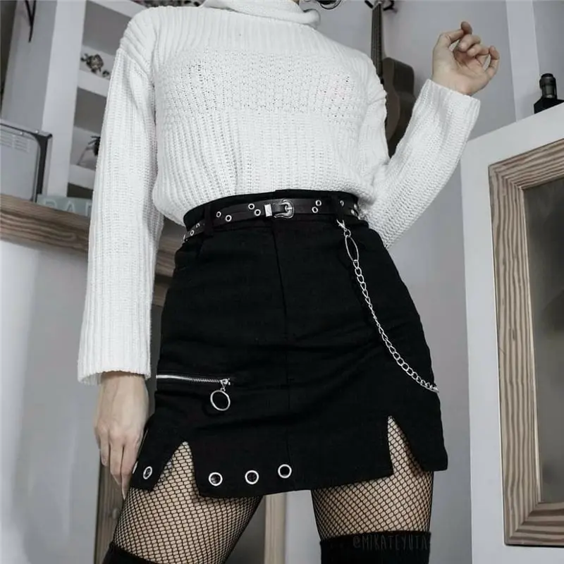 Moda Slim Verano Chica Mujeres En Sexy Escuela Hueco De Negro Cremallera Cintura 2019 Gótico Las Falda Mini Denim Streetwear Alta Split Faldas Twd84B