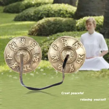 

Handcrafted Buddhist Lucky Symbols Brass Cymbal Hand Bell Percussion Instrument