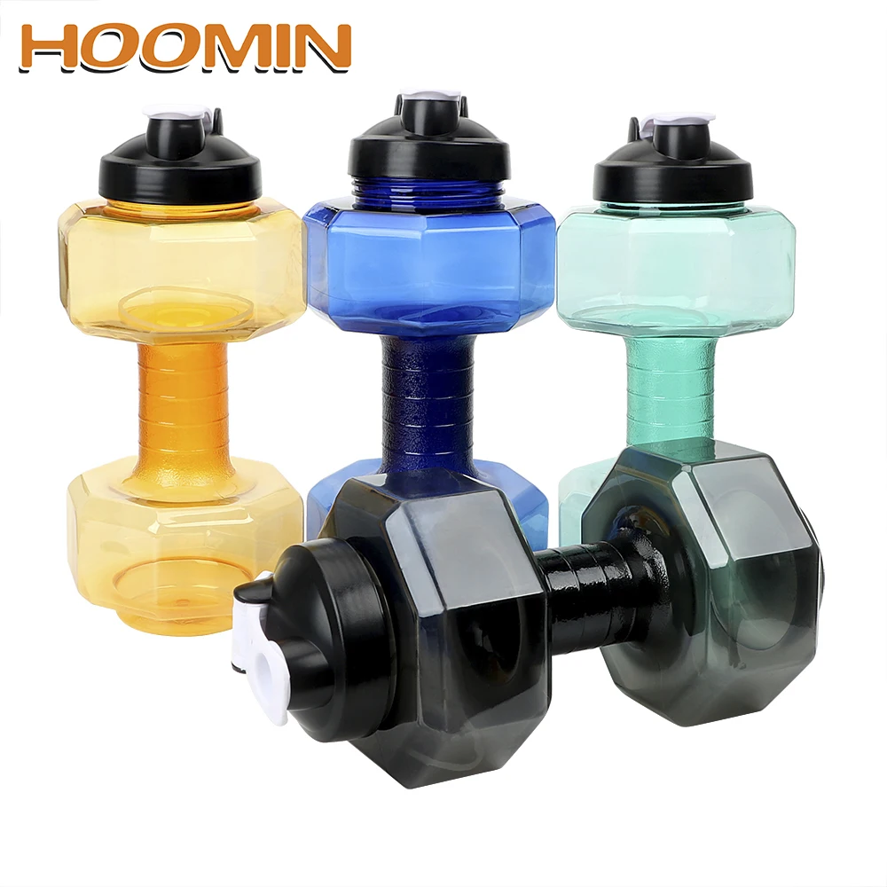 

HOOMIN Outdoor Sports Gym Space Half Gallon Fitness Training Bottles Dumbbell Water Bottle 2.5L Large Capacity