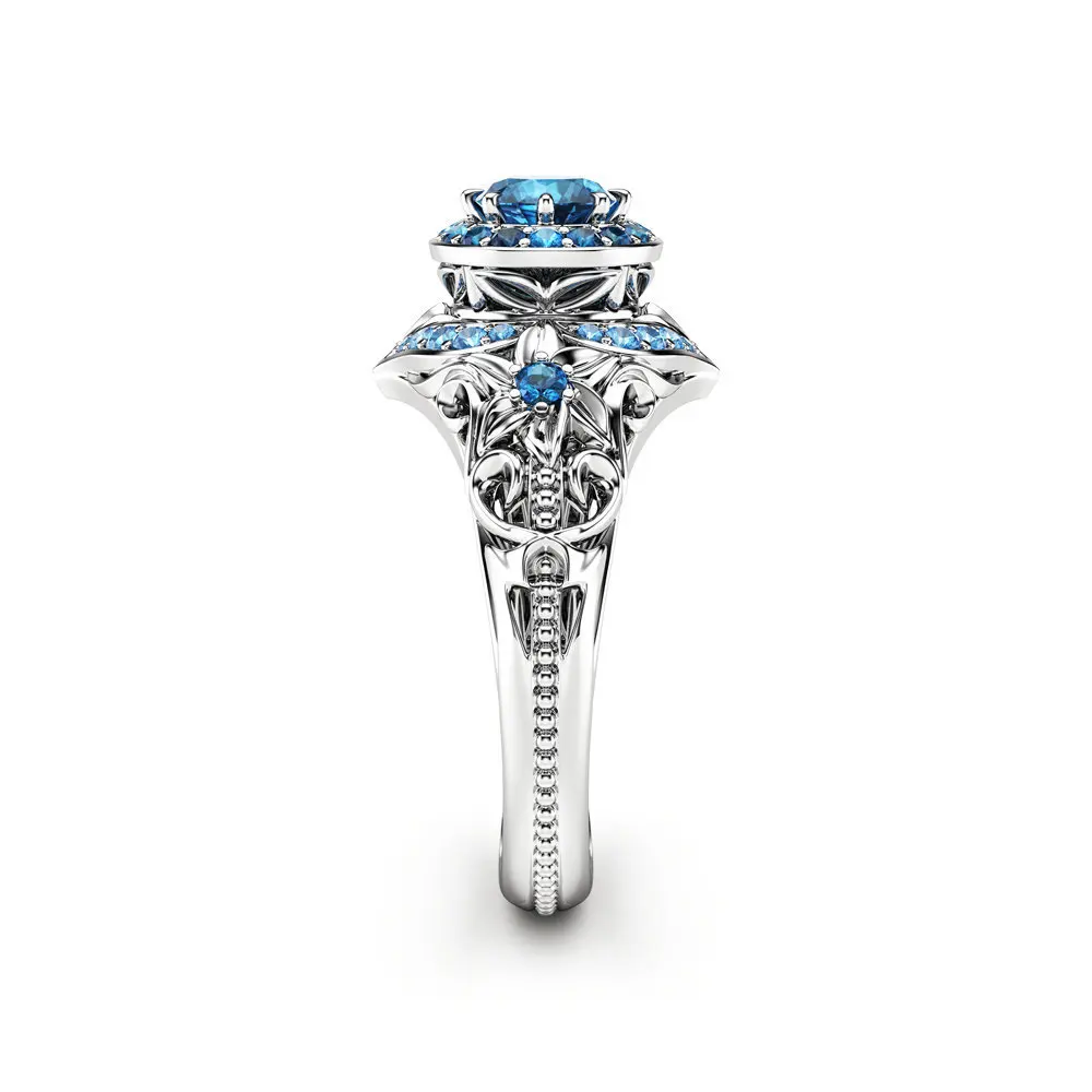 14K золото алмазный Сапфир кольца для женщин Anillos Свадебные Bizuteria украшение кольцо