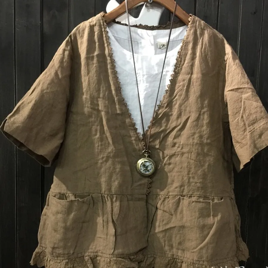 Мода 2019 г. летняя блузка для женщин Винтаж Blusas повседневное цветочный кружево до