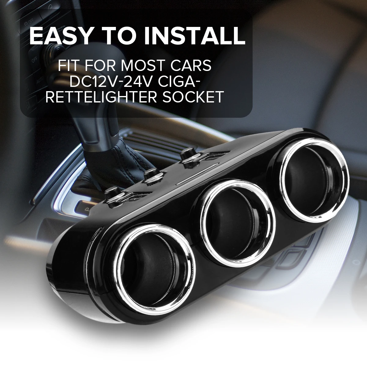 

New 12V-24V Universal Car Cigarette Lighter Dual Car USB Port 3 Way Socket Splitter Auto Charger Adapter