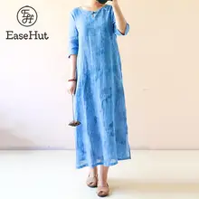 EaseHut Урожай Длинное платье Женское Tie Dye Принт полурукав Сплит без рукавов 5XL Большой Размер Платье Назад Восточный халат платье макси платье