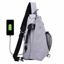 Мужская нагрудная Сумка-слинг через плечо треугольный рюкзак с usb-портом для зарядки и портом для наушников походные рюкзаки