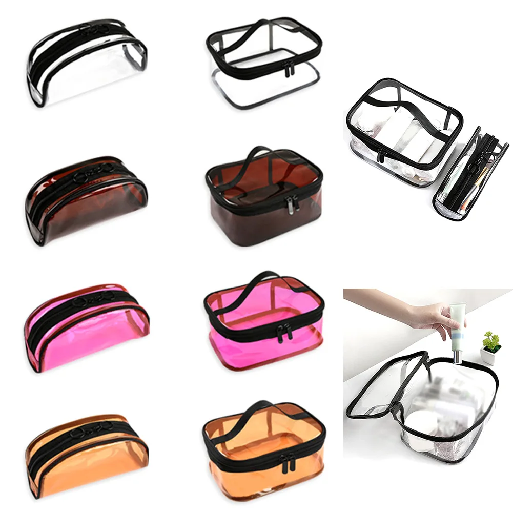 Women Transparent Cosmetic Bag Clear Zipper Travel Make Up Case Storage