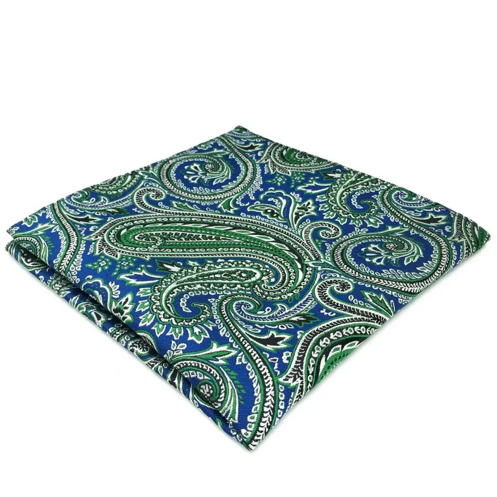 DH29 Синий Зеленый Пейсли шелк для мужчин карман квадратный мода классический платок жениха Фирменная Новинка 12,6"