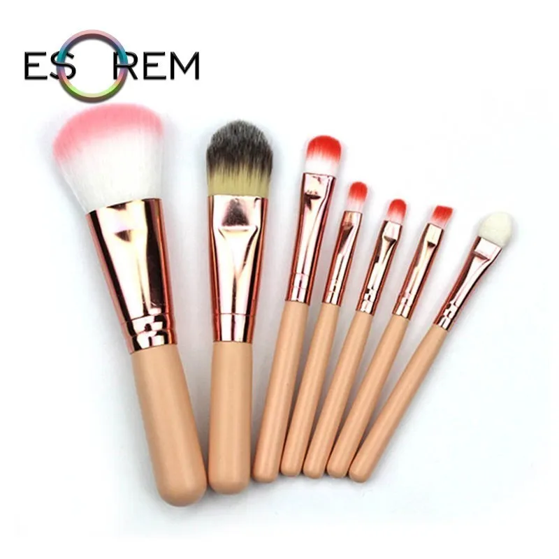 

ESOREM Solid Wood Makeup Brushes Powder Concealer Liquid Foundation Face Soft Make Up Brush Tools Professional Cosmetics 7 Pcs