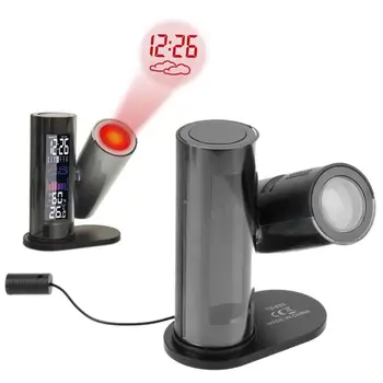

Projection Alarm Clock Temperature Humidity LED Backlight 360 Degree Rotatable Wake Up Projector Multifunctional Clock