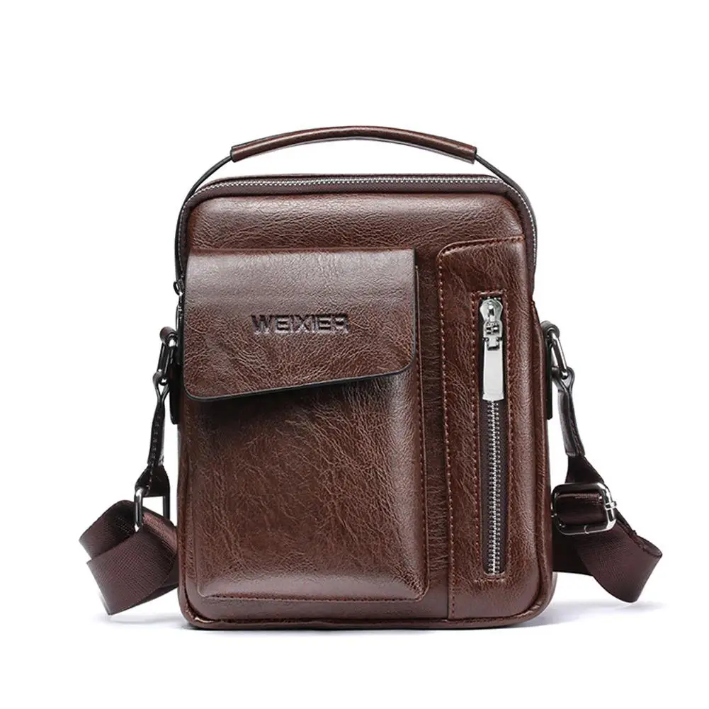 

PinShang Men Casual Retro Solid Color PU Single-shoulder Bag