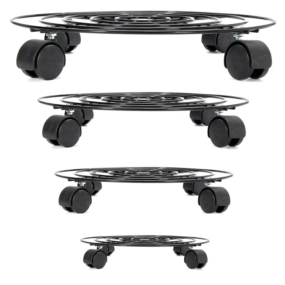 4 Wheels Metal Round Flower Plant Pot Tray Heavy Planter Flowers Pot