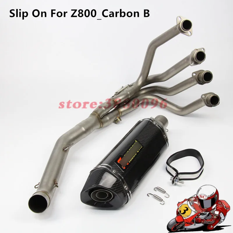 

Motorcycle Full Exhaust System Slip on For kawasaki Z800 2013-2016 Carbon Fiber Exhaust Muffler Pipe