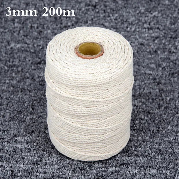 

1-3mm Natural Beige Cotton Twisted Cord Craft Macrame ArtString Home Textile