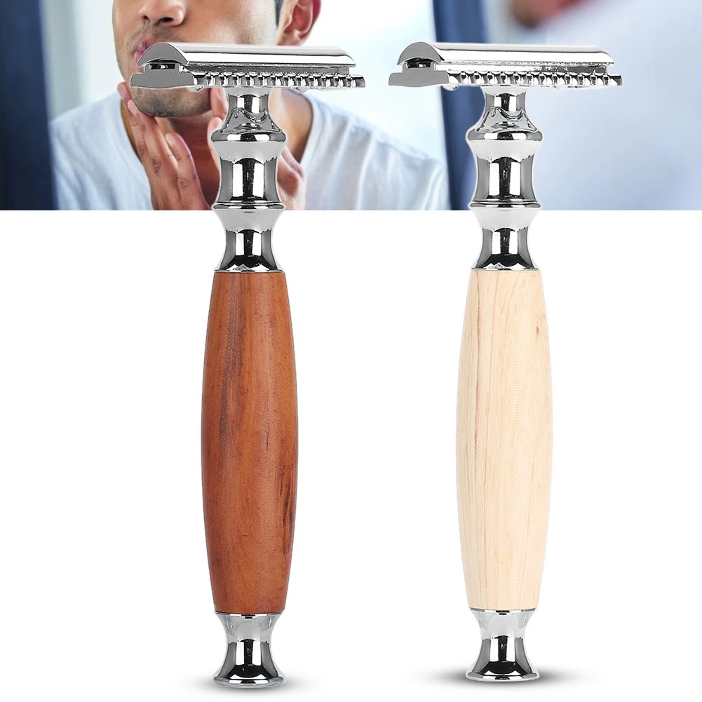 Классические мужские Нескользящие деревянные ручки с двойным лезвием бритвы в винтажном стиле ручной работы