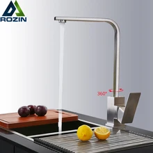 Матовый никель, вращающийся на 360 градусов кухонный кран, смеситель для горячей и холодной воды для кухни, однорычажный кран с одним отверстием для ванной комнаты, кухонный кран