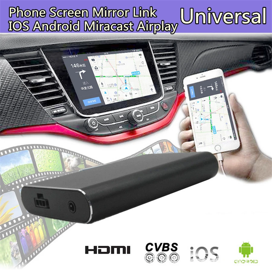 

HD Phone Screen Mirror Link Car Display Dongle For IOS Android Miracast Airplay
