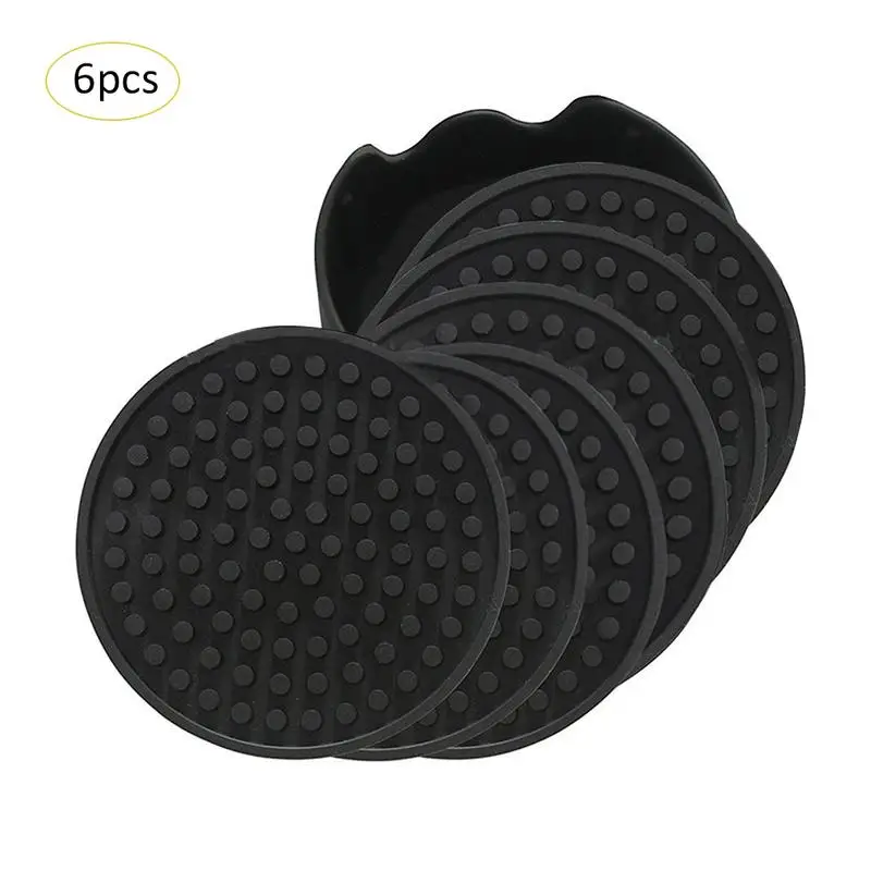 

6PCS Silicone Round Coaster Thickened Drink Protection Pad Anti-scalding Anti-skid Insulation Belt Bracket 2019 New