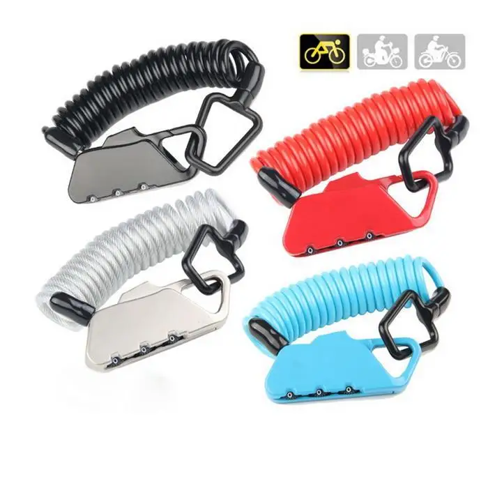 Bike Lock Bicycle Cable 3 Digit Combination 1200mm Fold Backpack Cycling Helmet Anti-theft |