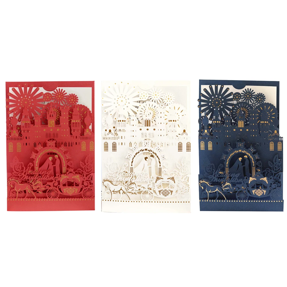  10pcs/lot Lovely Wedding Invitations Cards Laser Cut Castle Greeting Card Event Party Supplies 18*1 - 33000133278