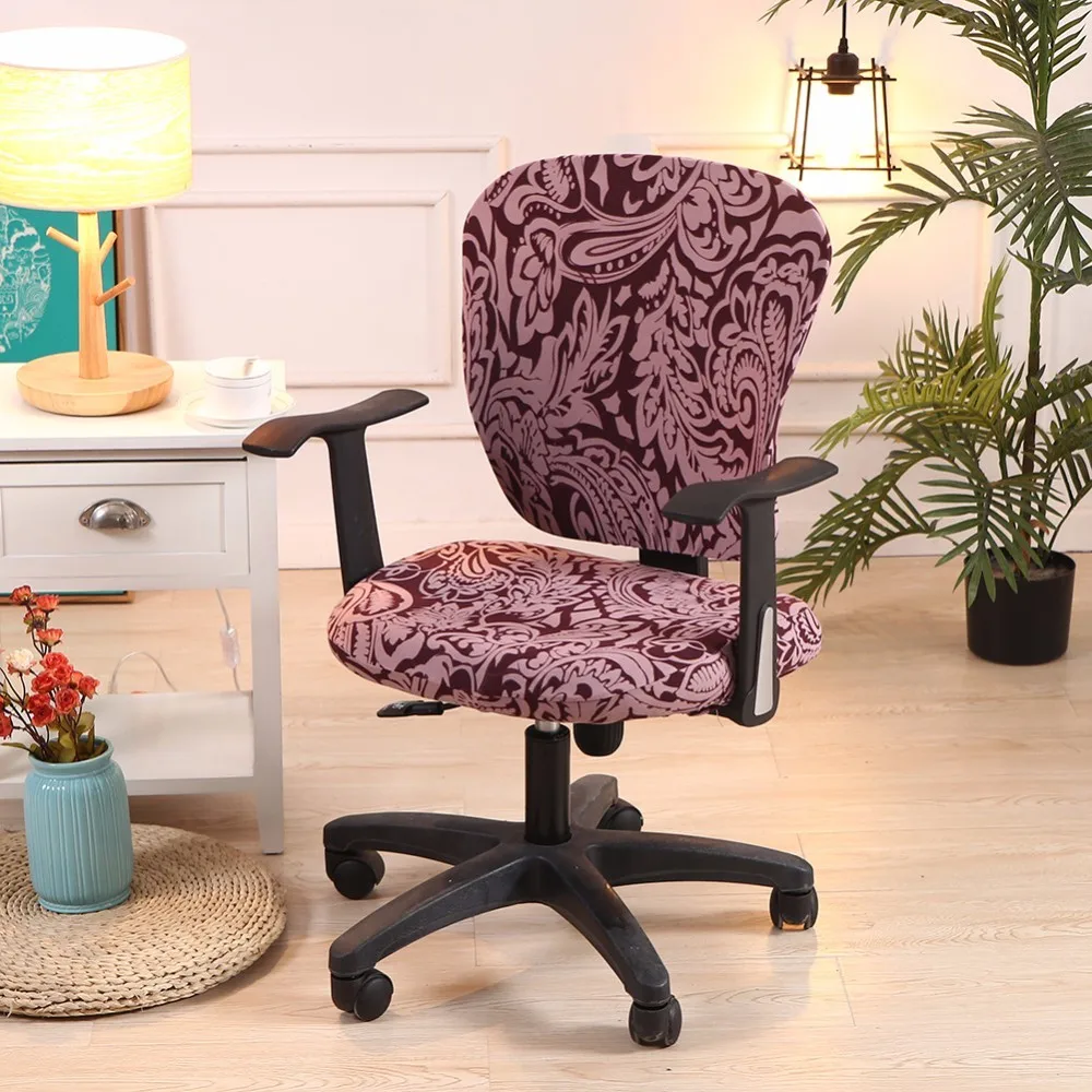 

Printed Modern Spandex Computer Chair Cover 100%Cotton Elastic Fabric Office Split Chair Cover Easy Washable Removeable