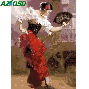 

AZQSD DIY Classical Oil Painting Dancing Woman Painting By Numbers Dancer Paint Canvas Picture Hand Painted Modern K119