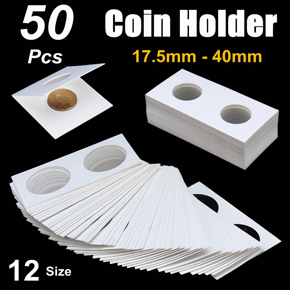 Buy 50PCS 17.5 40mm Square Cardboard Coin Holder Coin Supplies Coin Album