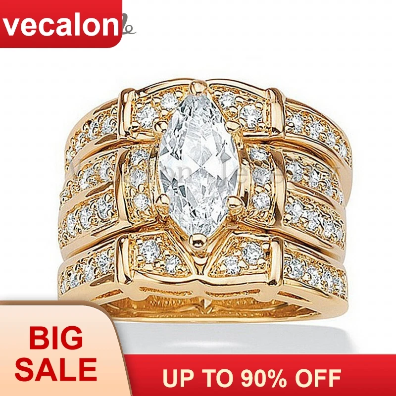 Купить женское классическое ювелирное кольцо vecalon набор обручальных