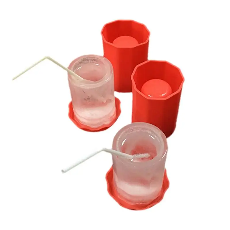 

1 PC Red Silicone Ice Cup Summer Beer Mug Ice Cube Frozen Mould Home Kitchen Drinking Eco-Friendly Picnic Beach Seaside Cups