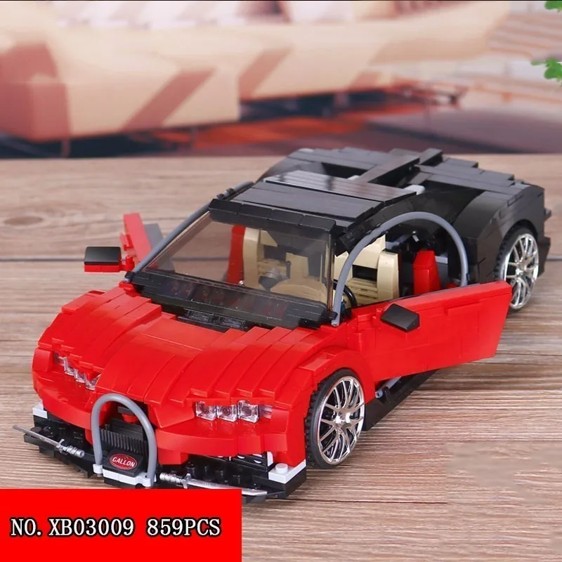

New 859pcs 03009 Red Gallon Racing XB03009 Sports Car Spelling Insert Plastic Building Blocks Alpinia Oxyphylla Small Grain Toys