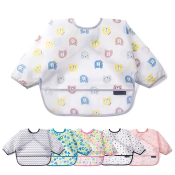 

Bibs Bandana Cute Cartoon Baby Bibs Waterproof Infant Eating Children Drawing Long Sleeve Apron Baby Self Feeding Bib