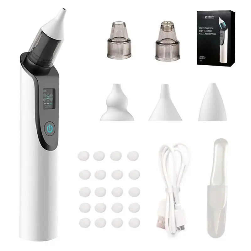 2 in 1 Baby Electric Nasal Aspirator Newborn Baby Nose Cleaner Adult Blackhead Remover 3 Speed Adjustable 5 Replaceable Tips