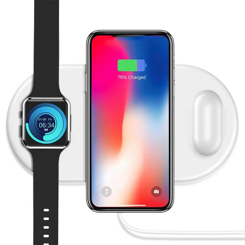 

3 IN 1 QI Wireless Charger Wireless Fast Charger For IPhone X XR Xs Max For IWatch AirPods Fast Chargers For Samsung Phones