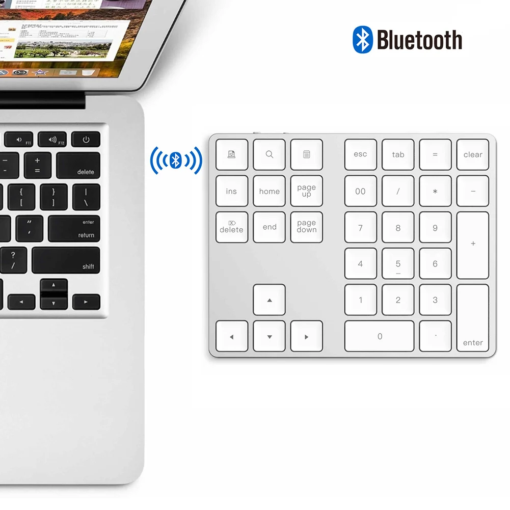 

34 Keys Wireless Bluetooth Mini Numeric Keyboard For Apple Android for MacBook PC Desktop Laptop Aluminum Alloy Digital ~