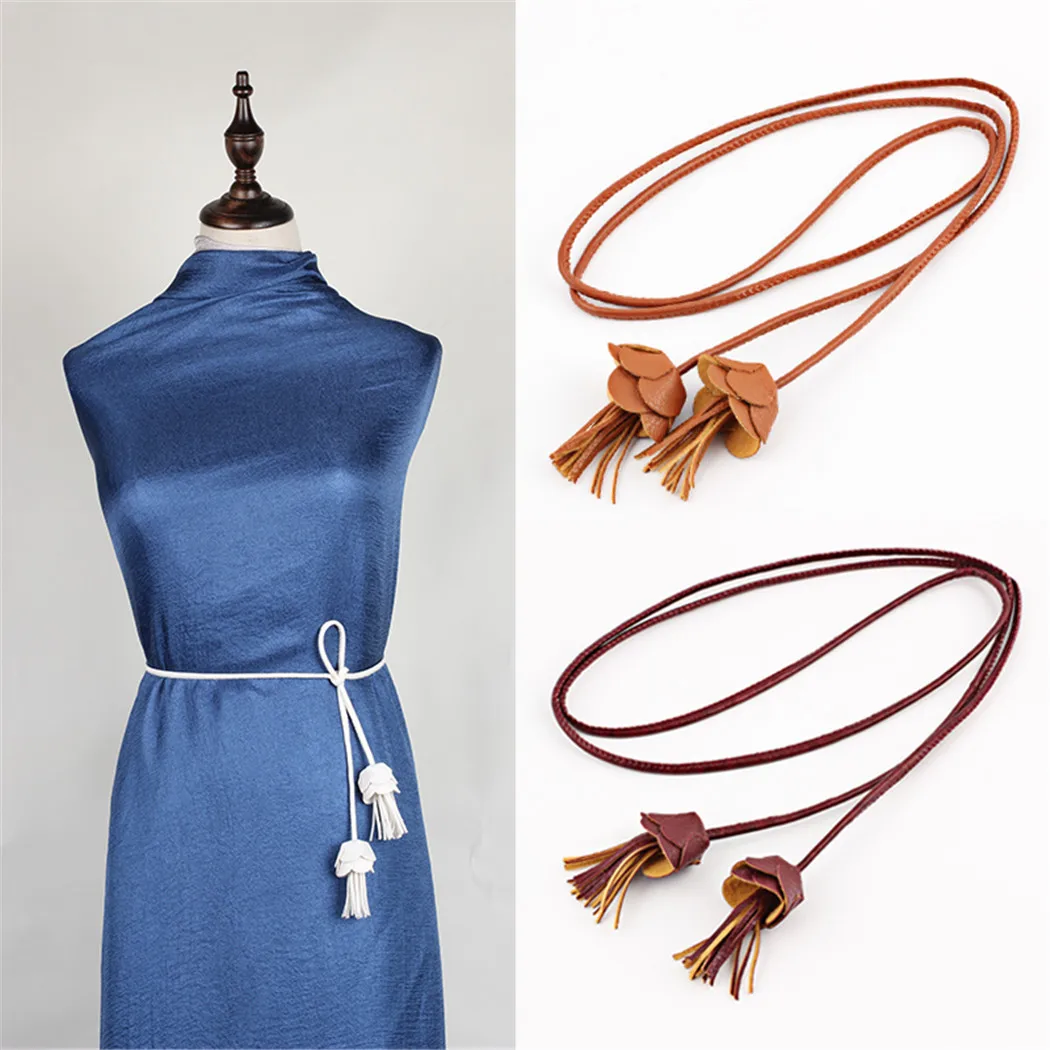 Цепочка цветов пояс-шнур Для женщин Мода Узел длинные талии Ремни ремень женские декоративные часы пояс для платья Пояс Femme