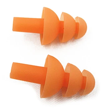 

2 x Guard Silicone Swim Swimming Earplugs Orange with Case