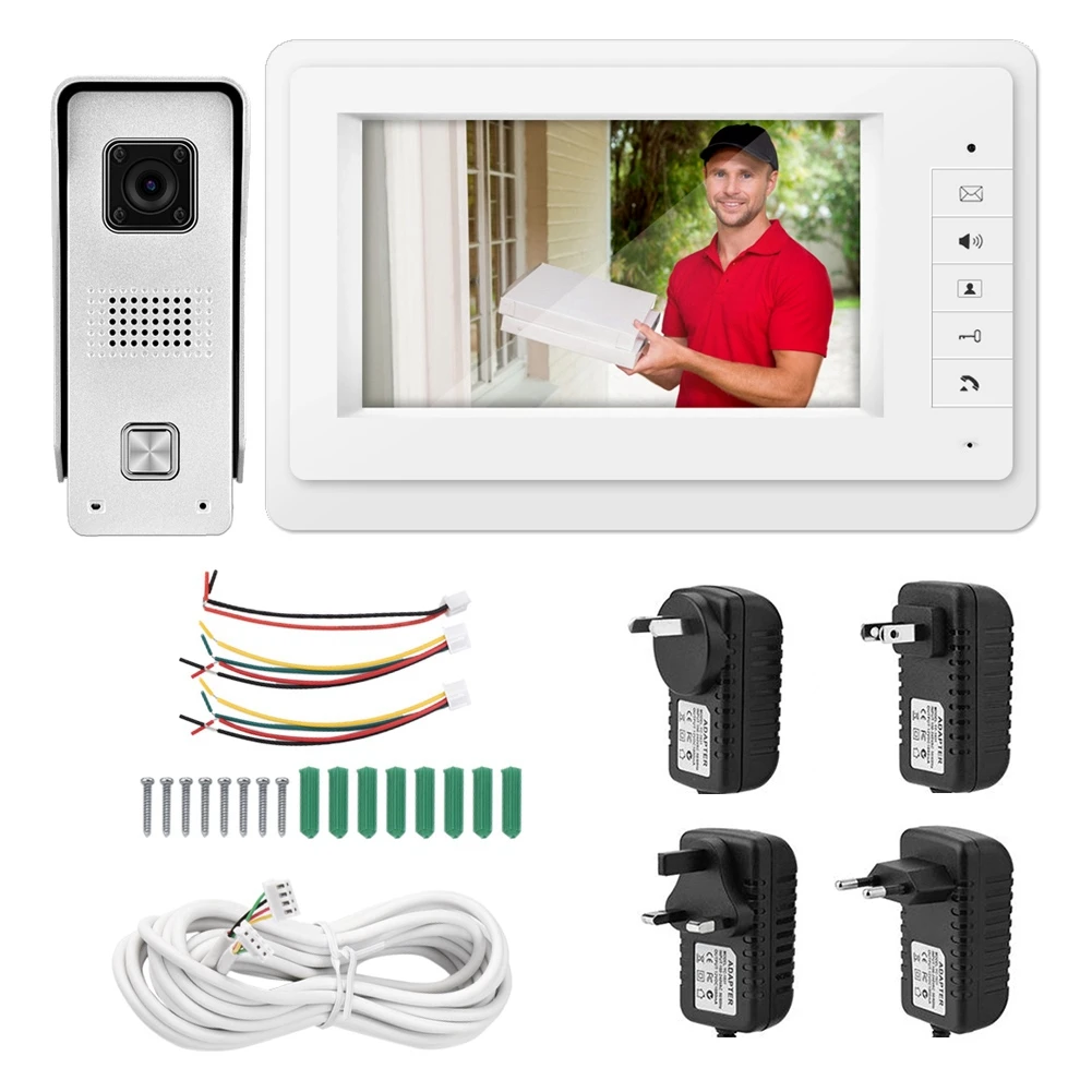 

7 Inches Home Security Video Intercom Doorbell Visual Door Bell Interphone System 100-240V