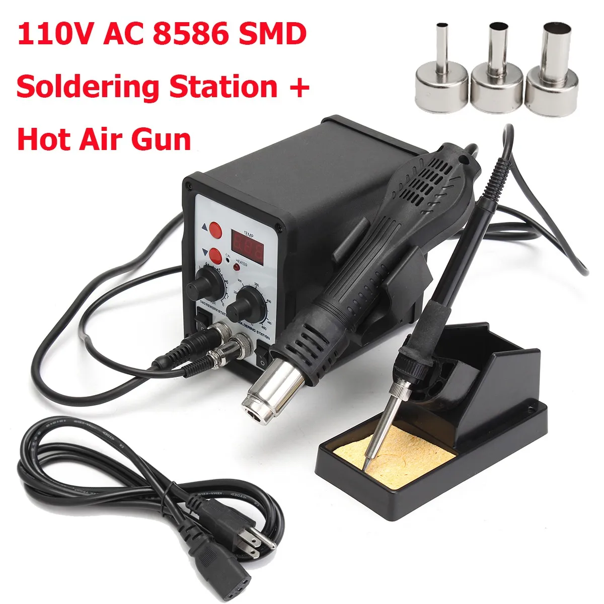 

700W Hot Air Guns 858D ESD Soldering Station LED Digital Desoldering Station with 3 Nozzles Tool