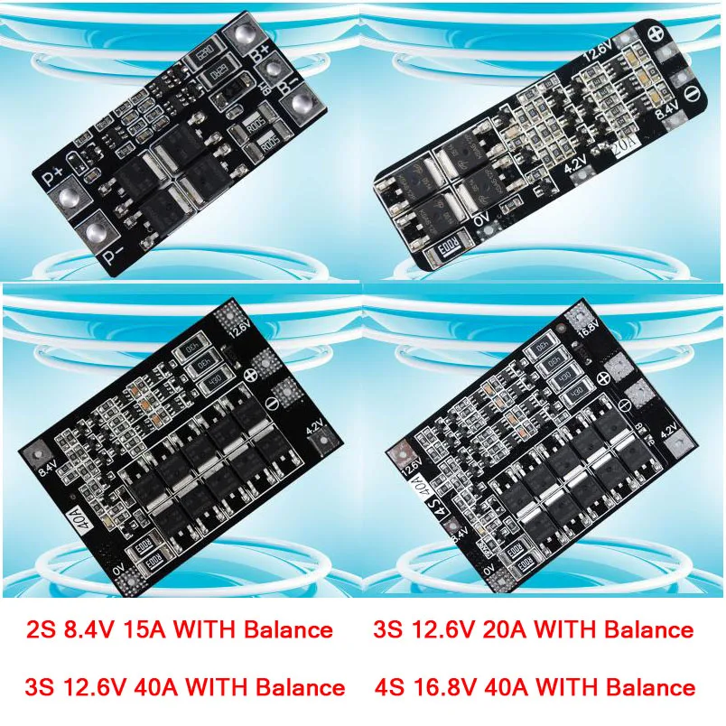 

2S 3S 4S 3.7V 18650 Lithium Li-ion Battery Protection Board Balance 12.6V 16.8V 15A / 20A/ 40A BMS for drill / Starter motor