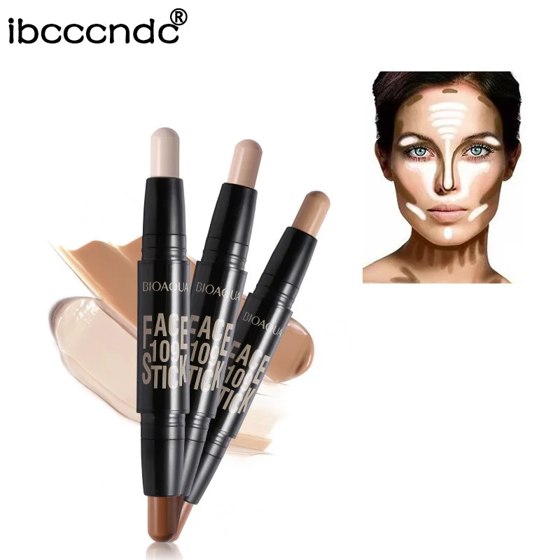 

Brand New Face Makeup Concealer Pen Multi effect Double Head 3D Bronzer Highlighter Stick Texture Contour Pencil Foundation