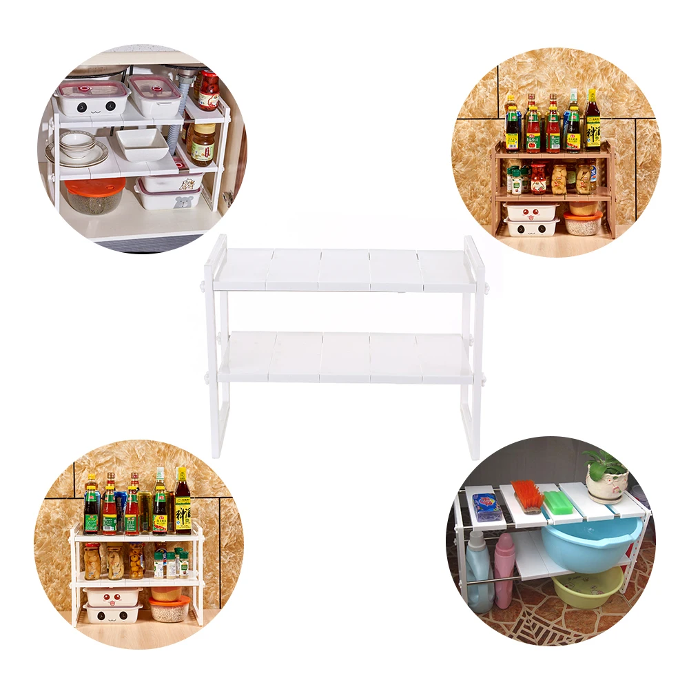 Adjustable Stainless Steel Kitchen Storage Rack Multi Functional 2 Tier