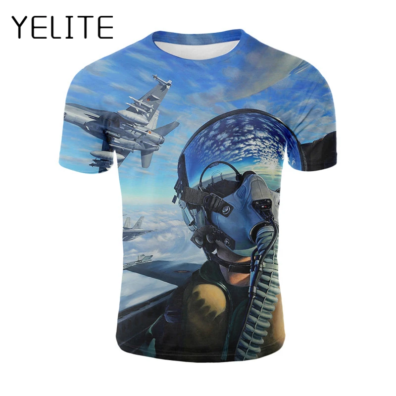 

YELITE Gas Mask Tshirt Print Vintage T Shirts Black Streetwear Mens T-shirt Pilot Flew The Plane Design Summer Clothes